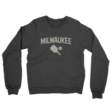 Milwaukee Pickleball Midweight French Terry Crewneck Sweatshirt-Charcoal Heather-Allegiant Goods Co. Vintage Sports Apparel