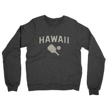 Hawaii Pickleball Midweight French Terry Crewneck Sweatshirt-Charcoal Heather-Allegiant Goods Co. Vintage Sports Apparel