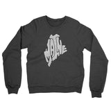 Maine State Shape Text Midweight French Terry Crewneck Sweatshirt-Charcoal Heather-Allegiant Goods Co. Vintage Sports Apparel