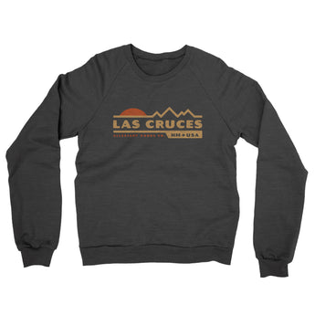 Las Cruces Mountain Sunset Midweight French Terry Crewneck Sweatshirt-Charcoal Heather-Allegiant Goods Co. Vintage Sports Apparel