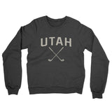 Utah Golf Midweight French Terry Crewneck Sweatshirt-Charcoal Heather-Allegiant Goods Co. Vintage Sports Apparel