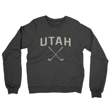 Utah Golf Midweight French Terry Crewneck Sweatshirt-Charcoal Heather-Allegiant Goods Co. Vintage Sports Apparel
