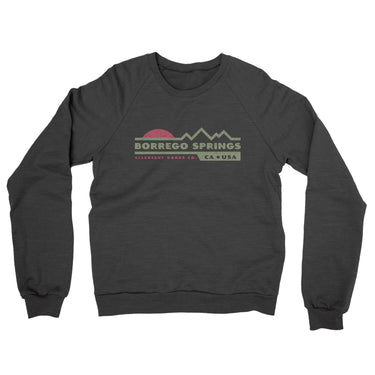 Borrego Springs Mountain Sunset Midweight French Terry Crewneck Sweatshirt-Charcoal Heather-Allegiant Goods Co. Vintage Sports Apparel