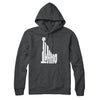 Idaho State Shape Text Hoodie-Charcoal Heather-Allegiant Goods Co. Vintage Sports Apparel
