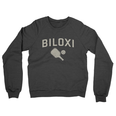 Biloxi Pickleball Midweight French Terry Crewneck Sweatshirt-Charcoal Heather-Allegiant Goods Co. Vintage Sports Apparel