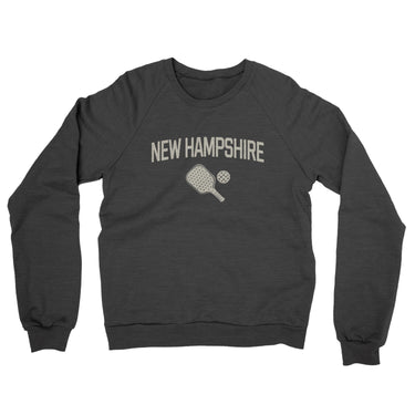 New Hampshire Pickleball Midweight French Terry Crewneck Sweatshirt-Charcoal Heather-Allegiant Goods Co. Vintage Sports Apparel