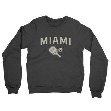 Miami Pickleball Midweight French Terry Crewneck Sweatshirt-Charcoal Heather-Allegiant Goods Co. Vintage Sports Apparel