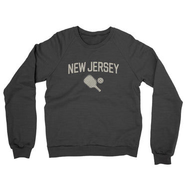 New Jersey Pickleball Midweight French Terry Crewneck Sweatshirt-Charcoal Heather-Allegiant Goods Co. Vintage Sports Apparel