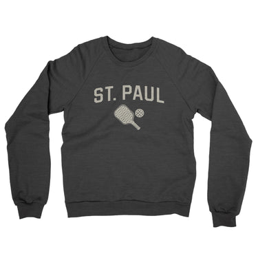 St. Paul Pickleball Midweight French Terry Crewneck Sweatshirt-Charcoal Heather-Allegiant Goods Co. Vintage Sports Apparel