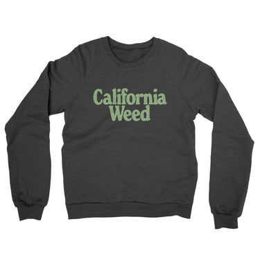 California Weed Midweight French Terry Crewneck Sweatshirt-Charcoal Heather-Allegiant Goods Co. Vintage Sports Apparel