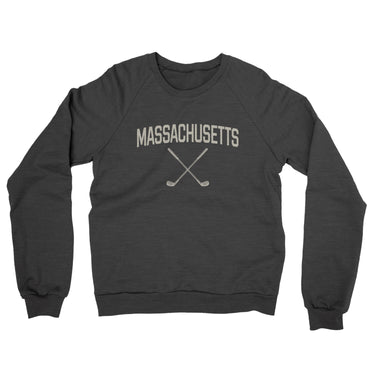 Massachusetts Golf Midweight French Terry Crewneck Sweatshirt-Charcoal Heather-Allegiant Goods Co. Vintage Sports Apparel