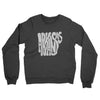 Arkansas State Shape Text Midweight French Terry Crewneck Sweatshirt-Charcoal Heather-Allegiant Goods Co. Vintage Sports Apparel