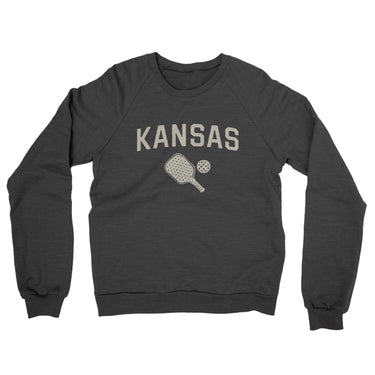 Kansas Pickleball Midweight French Terry Crewneck Sweatshirt-Charcoal Heather-Allegiant Goods Co. Vintage Sports Apparel
