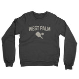 West Palm Pickleball Midweight French Terry Crewneck Sweatshirt-Charcoal Heather-Allegiant Goods Co. Vintage Sports Apparel