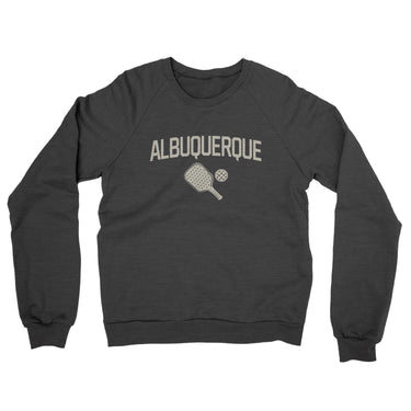 Albuquerque Pickleball Midweight French Terry Crewneck Sweatshirt-Charcoal Heather-Allegiant Goods Co. Vintage Sports Apparel
