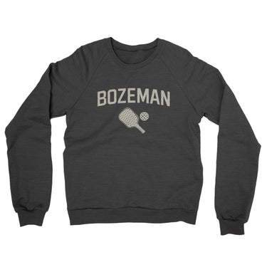 Bozeman Pickleball Midweight French Terry Crewneck Sweatshirt-Charcoal Heather-Allegiant Goods Co. Vintage Sports Apparel