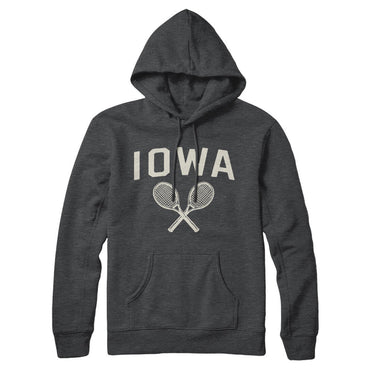 Iowa Tennis Hoodie-Charcoal Heather-Allegiant Goods Co. Vintage Sports Apparel