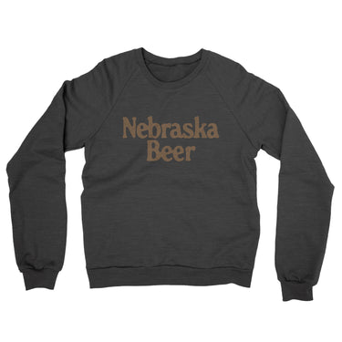 Nebraska Beer Midweight French Terry Crewneck Sweatshirt-Charcoal Heather-Allegiant Goods Co. Vintage Sports Apparel