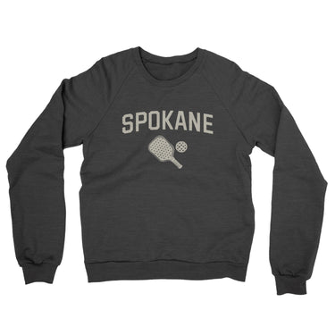 Spokane Pickleball Midweight French Terry Crewneck Sweatshirt-Charcoal Heather-Allegiant Goods Co. Vintage Sports Apparel