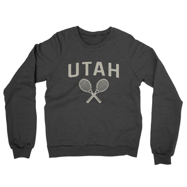 Utah Tennis Midweight French Terry Crewneck Sweatshirt-Charcoal Heather-Allegiant Goods Co. Vintage Sports Apparel
