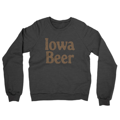 Iowa Beer Midweight French Terry Crewneck Sweatshirt-Charcoal Heather-Allegiant Goods Co. Vintage Sports Apparel