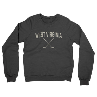 West Virginia Golf Midweight French Terry Crewneck Sweatshirt-Charcoal Heather-Allegiant Goods Co. Vintage Sports Apparel