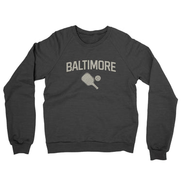 Baltimore Pickleball Midweight French Terry Crewneck Sweatshirt-Charcoal Heather-Allegiant Goods Co. Vintage Sports Apparel