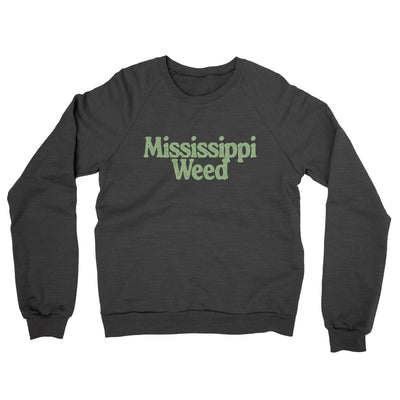 Mississippi Weed Midweight French Terry Crewneck Sweatshirt-Charcoal Heather-Allegiant Goods Co. Vintage Sports Apparel