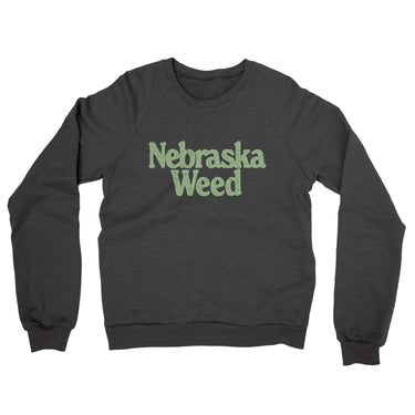 Nebraska Weed Midweight French Terry Crewneck Sweatshirt-Charcoal Heather-Allegiant Goods Co. Vintage Sports Apparel