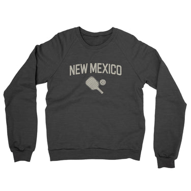 New Mexico Pickleball Midweight French Terry Crewneck Sweatshirt-Charcoal Heather-Allegiant Goods Co. Vintage Sports Apparel
