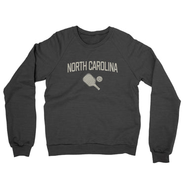 North Carolina Pickleball Midweight French Terry Crewneck Sweatshirt-Charcoal Heather-Allegiant Goods Co. Vintage Sports Apparel