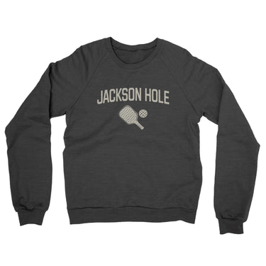 Jackson Hole Pickleball Midweight French Terry Crewneck Sweatshirt-Charcoal Heather-Allegiant Goods Co. Vintage Sports Apparel