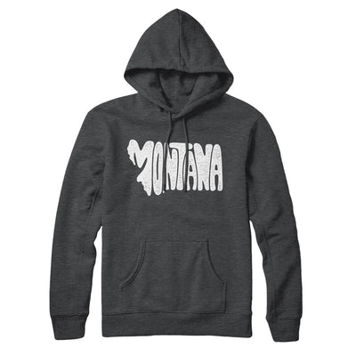 Montana State Shape Text Hoodie-Charcoal Heather-Allegiant Goods Co. Vintage Sports Apparel
