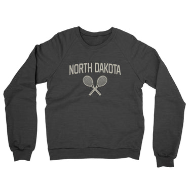 North Dakota Tennis Midweight French Terry Crewneck Sweatshirt-Charcoal Heather-Allegiant Goods Co. Vintage Sports Apparel