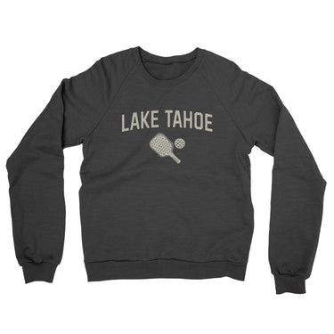 Lake Tahoe Pickleball Midweight French Terry Crewneck Sweatshirt-Charcoal Heather-Allegiant Goods Co. Vintage Sports Apparel