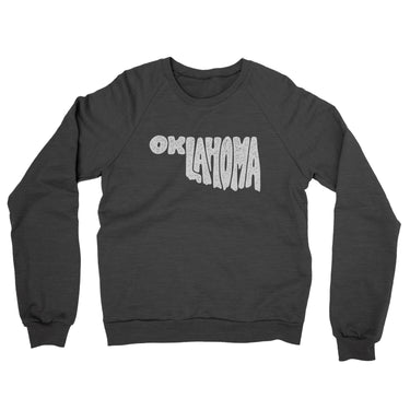 Oklahoma State Shape Text Midweight French Terry Crewneck Sweatshirt-Charcoal Heather-Allegiant Goods Co. Vintage Sports Apparel