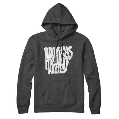 Arkansas State Shape Text Hoodie-Charcoal Heather-Allegiant Goods Co. Vintage Sports Apparel