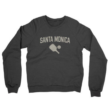 Santa Monica Pickleball Midweight French Terry Crewneck Sweatshirt-Charcoal Heather-Allegiant Goods Co. Vintage Sports Apparel