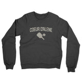 Coeur D'alene Pickleball Midweight French Terry Crewneck Sweatshirt-Charcoal Heather-Allegiant Goods Co. Vintage Sports Apparel