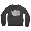 Washington State Shape Text Midweight French Terry Crewneck Sweatshirt-Charcoal Heather-Allegiant Goods Co. Vintage Sports Apparel