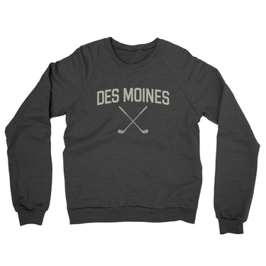 Des Moines Golf Midweight French Terry Crewneck Sweatshirt-Charcoal Heather-Allegiant Goods Co. Vintage Sports Apparel