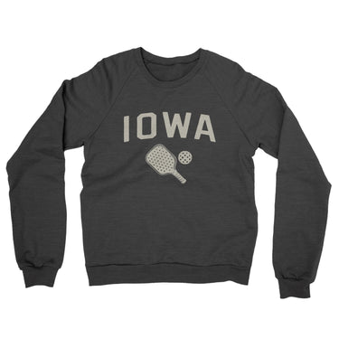 Iowa Pickleball Midweight French Terry Crewneck Sweatshirt-Charcoal Heather-Allegiant Goods Co. Vintage Sports Apparel