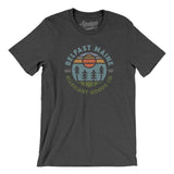 Belfast Maine Retro Badge Men/Unisex T-Shirt-Dark Grey Heather-Allegiant Goods Co. Vintage Sports Apparel