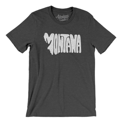 Montana State Shape Text Men/Unisex T-Shirt-Dark Grey Heather-Allegiant Goods Co. Vintage Sports Apparel