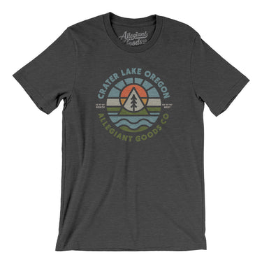Crater Lake Oregon Retro Badge Men/Unisex T-Shirt-Dark Grey Heather-Allegiant Goods Co. Vintage Sports Apparel