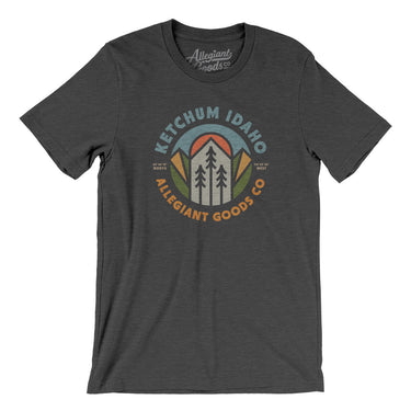 Ketchum Idaho Retro Badge Men/Unisex T-Shirt-Dark Grey Heather-Allegiant Goods Co. Vintage Sports Apparel