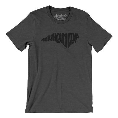 North Carolina State Shape Text Men/Unisex T-Shirt-Dark Grey Heather-Allegiant Goods Co. Vintage Sports Apparel