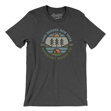Lake George New York Retro Badge Men/Unisex T-Shirt-Dark Grey Heather-Allegiant Goods Co. Vintage Sports Apparel