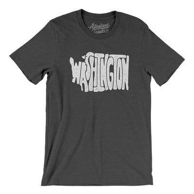 Washington State Shape Text Men/Unisex T-Shirt-Dark Grey Heather-Allegiant Goods Co. Vintage Sports Apparel
