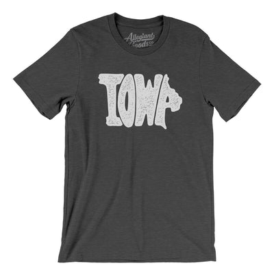 Iowa State Shape Text Men/Unisex T-Shirt-Dark Grey Heather-Allegiant Goods Co. Vintage Sports Apparel